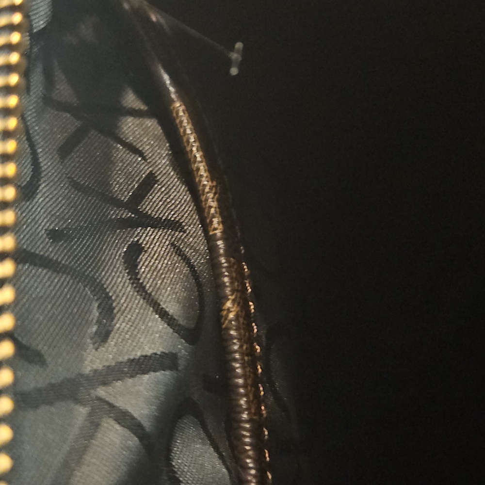 Calvin Klein Glossy Patent Leather Brand Monogram Brown Sachel - Picture 11 of 16